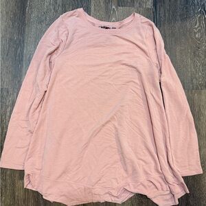 Pink Relaxed Tunic Long Sleeve Tee
